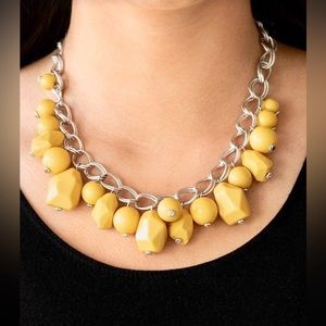 Yellow Paparazzi necklace with free earrings